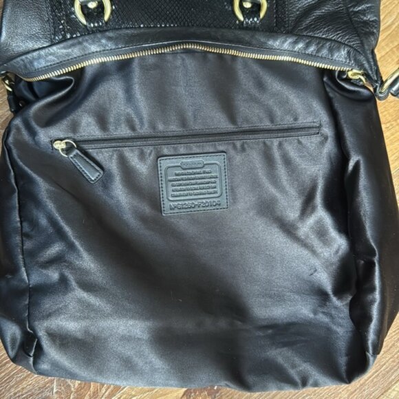 Coach Ashley(F20104) Black Leather w/Python Embossed Trim Tote/Shoulder Bag(EUC) - Picture 13 of 17